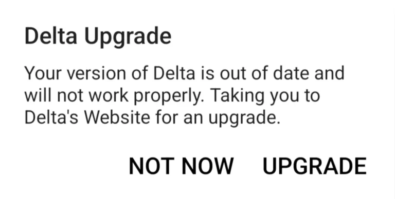 Delta upgrade Error